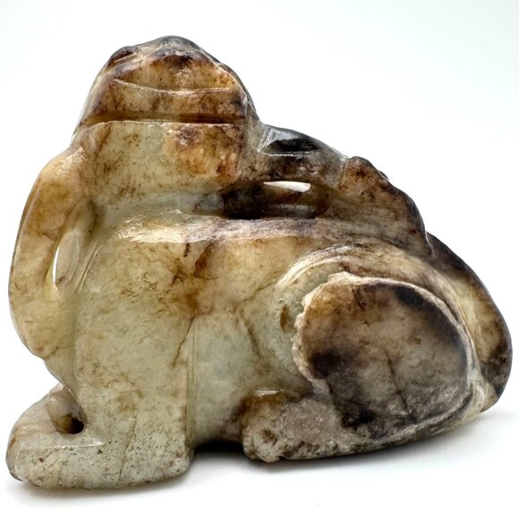 17 c ? Jade Carved Mythical Beast Dragon Foo Dog Figurine Rustic Stone Antique - Picture 1 of 10